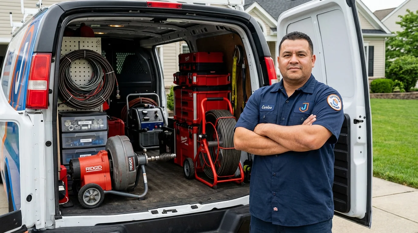 Professional drain cleaning equipment and Johns Plumbing LLC plumber in Chaska