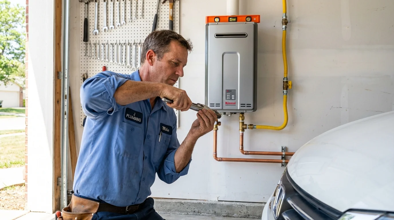 Tankless water heater installation by a Johns Plumbing LLC plumber in Chaska